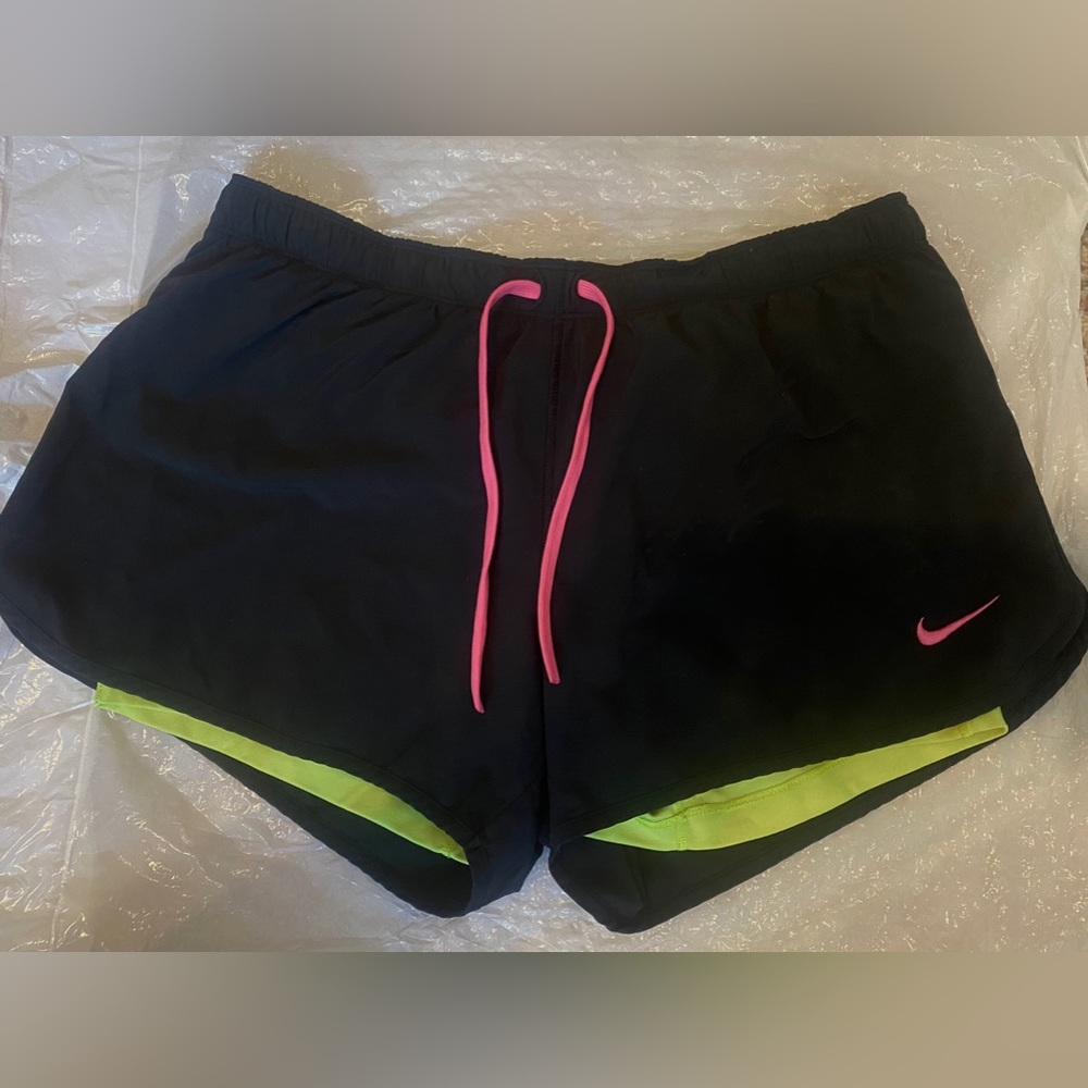 Nike Shorts with Lime Green/Yellow Undershorts.